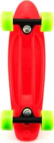 Skateboard dětský pennyboard červený 43cm plastové osy zelená kola