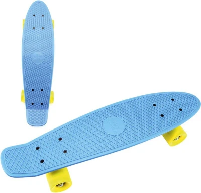 Skateboard dětský pennyboard modrý 60cm kovové osy žlutá kola Skateboard dětský pennyboard modrý 60cm kovové osy žlutá kola