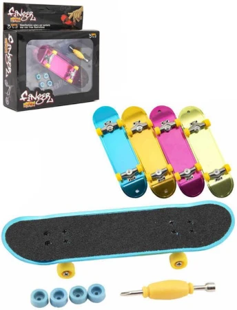 Skateboard mini šroubovací 9cm prkno s doplňky v krabičce 4 barvy kov Skateboard mini šroubovací 9cm prkno s doplňky v krabičce 4 barvy kov