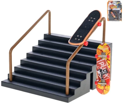 Skateboard prstový fingerboard herní set s rampou schodiště kov Skateboard prstový fingerboard herní set s rampou schodiště kov