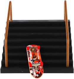 Skateboard prstový fingerboard herní set se schůdky a zábradlím na kartě