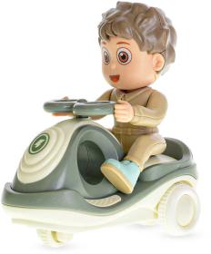 Skútr 11cm s panáčkem na setrvačník 2 barvy plast