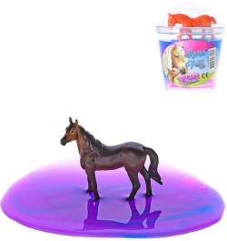 Sliz barevný zábavná hmota s koníkem 10cm Horse Friends 4 druhy v kelímku