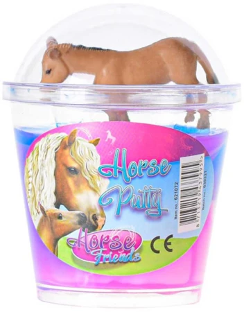 Sliz barevný zábavná hmota s koníkem 10cm Horse Friends 4 druhy v kelímku