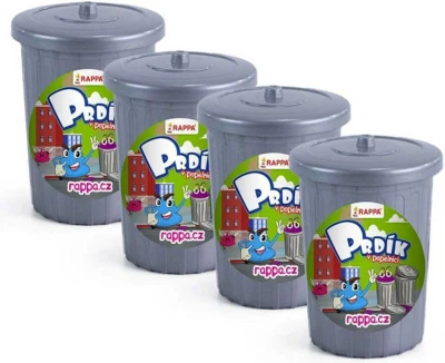 Sliz hmota prdící v plastové popelnici dětská žertovinka různé barvy