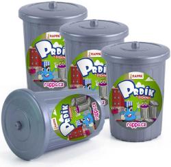 Sliz hmota prdící v plastové popelnici dětská žertovinka různé barvy