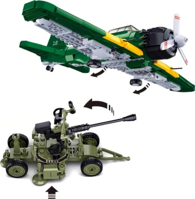 SLUBAN ARMY WWII Japonský stíhací letoun A6M 532 dílků + 2 figurky (stavebnice)