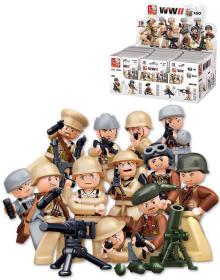 Sluban ARMY WWII Mini figurka voják 12 druhů set s doplňky ke stavebnici plast Sluban ARMY WWII Mini figurka voják 12 druhů set s doplňky ke stavebnici plast