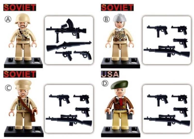 Sluban ARMY WWII Mini figurka voják 12 druhů set s doplňky ke stavebnici plast
