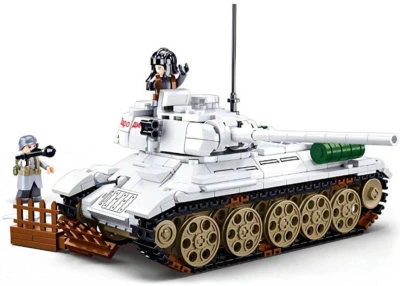 SLUBAN ARMY WWII Tank bílý T-34/85 518 dílků + 2 figurky (stavebnice)