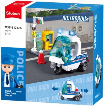 Sluban Metropolis Auto Policejní tříkolka 113 dílků + figurka (stavebnice) Sluban Metropolis Auto Policejní tříkolka 113 dílků + figurka (stavebnice)
