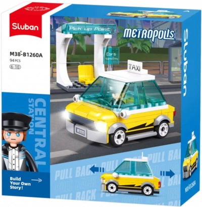 Sluban Metropolis Auto taxi zpětný chod 94 dílků + figurka (stavebnice) Sluban Metropolis Auto taxi zpětný chod 94 dílků + figurka (stavebnice)