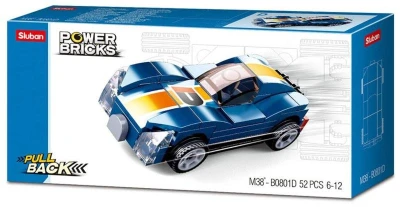 Sluban Power Bricks Auto modrý sporťák zpětný chod 52 dílků (stavebnice)