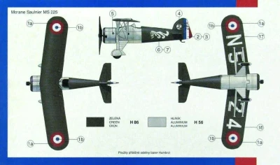 Směr Model letadlo Morane Saulnier MS 225 1:72 (stavebnice letadla)