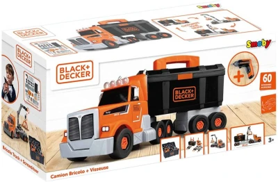 Smoby B+D Kamion jeřáb šroubovací auto set s boxem s nářadím a vrtačkou