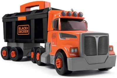 Smoby B+D Kamion jeřáb šroubovací s přívěsem stavební auto s boxem a nářadím