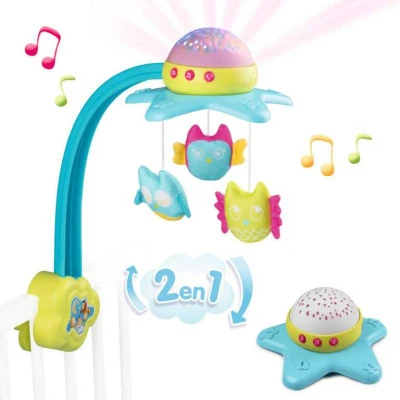 Smoby Baby Cotoons hudební kolotoč 2v1 na baterie Světlo Zvuk pro miminko