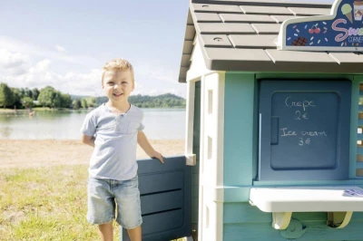 Smoby Baby zahradní domeček Cukrárna se čtečkou karet a nádobím