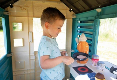 Smoby Baby zahradní domeček Cukrárna se čtečkou karet a nádobím