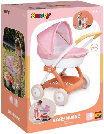 Smoby Kočárek Baby Nurse hluboký pro panenku miminko kov