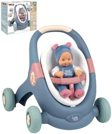 Smoby Little baby chodítko / kočárek / sedátko pro miminko set s panenkou 3v1 Smoby Little baby chodítko / kočárek / sedátko pro miminko set s panenkou 3v1