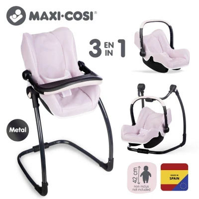 Smoby Maxi-Cosi 3v1 Autosedačka a židlička pro panenky světle růžová Smoby Maxi-Cosi 3v1 Autosedačka a židlička pro panenky světle růžová