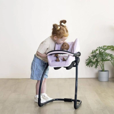Smoby Maxi-Cosi 3v1 Autosedačka a židlička pro panenky světle růžová
