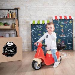 Smoby Odrážedlo retro skútr Food Express rozvoz jídla dětské vozítko