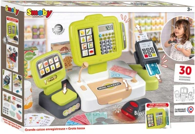 Smoby Pokladna elektronická s váhou zelenošedá na baterie Světlo Zvuk