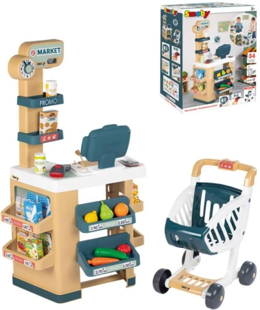 Smoby Supermarket set elektronická pokladna s vozíkem na baterie Světlo Zvuk Smoby Supermarket set elektronická pokladna s vozíkem na baterie Světlo Zvuk