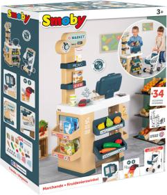 Smoby Supermarket set elektronická pokladna s vozíkem na baterie Světlo Zvuk