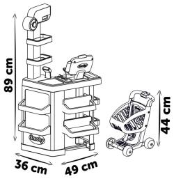 Smoby Supermarket set elektronická pokladna s vozíkem na baterie Světlo Zvuk