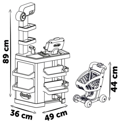 Smoby Supermarket set elektronická pokladna s vozíkem na baterie Světlo Zvuk