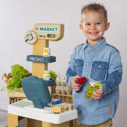 Smoby Supermarket set elektronická pokladna s vozíkem na baterie Světlo Zvuk
