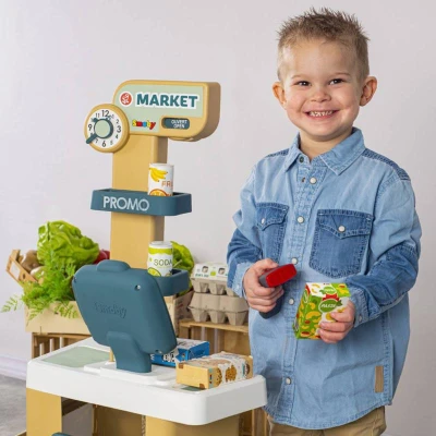 Smoby Supermarket set elektronická pokladna s vozíkem na baterie Světlo Zvuk