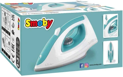 Smoby Žehlička dětská napařovací 18cm modro-bílá plast