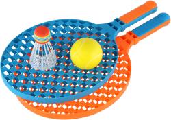 Soft líný tenis / badminton set 2 barevné pálky s míčkem a košíčkem 2v1