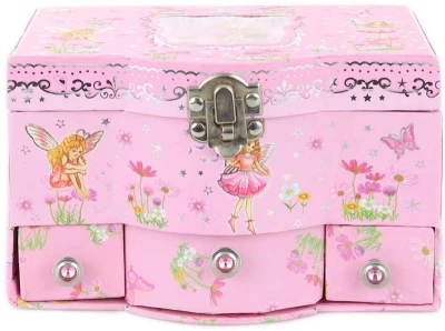 Šperkovnice dětská se 3 šuplíky a zrcátkem víly karton