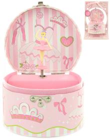 Šperkovnice hrací skříňka kulatá s baletkou na natažení karton