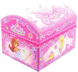 Šperkovnice hrací skříňka truhla princezny s panenkou na natažení karton