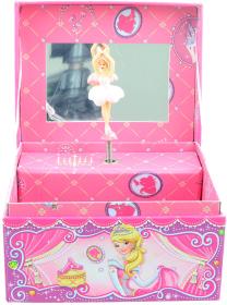Šperkovnice hrací skříňka truhla princezny s panenkou na natažení karton
