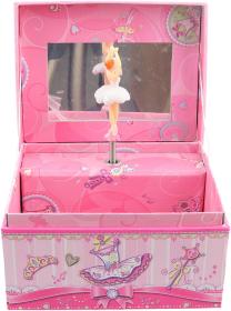 Šperkovnice hrací skříňka truhla s panenkou baletkou na natažení karton