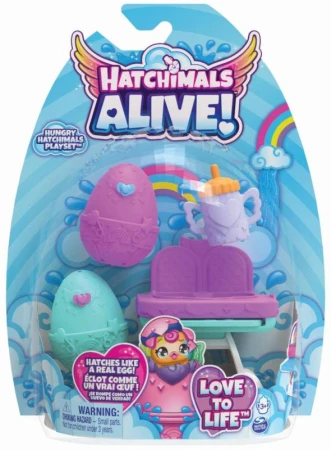 Spin Master Hatchimals set 2 zvířátka s jídelní židličkou a doplňky ve vajíčku