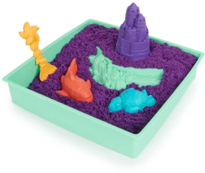Spin Master Kinetic sand Fialový 450g tekutý písek s podložkou a nástroji