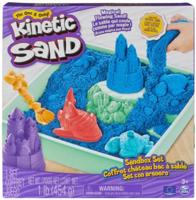 Spin Master Kinetic sand Modrý 450g tekutý písek s podložkou a nástroji