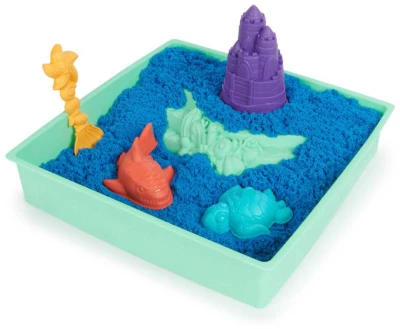 Spin Master Kinetic sand Modrý 450g tekutý písek s podložkou a nástroji