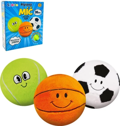 SPORTO Míč plyšový 30cm s obličejem 3 druhy (plyšová hračka) SPORTO Míč plyšový 30cm s obličejem 3 druhy (plyšová hračka)