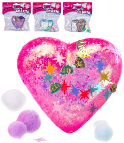 Srdce strečové antistresové mačkací s flitry a třpytkami 4 barvy Srdce strečové antistresové mačkací s flitry a třpytkami 4 barvy