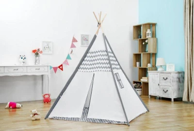 Stan dětský indiánské Teepee 120x120x150cm šedý s oknem