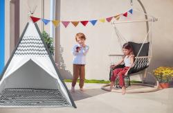 Stan dětský indiánské Teepee 120x120x150cm šedý s oknem